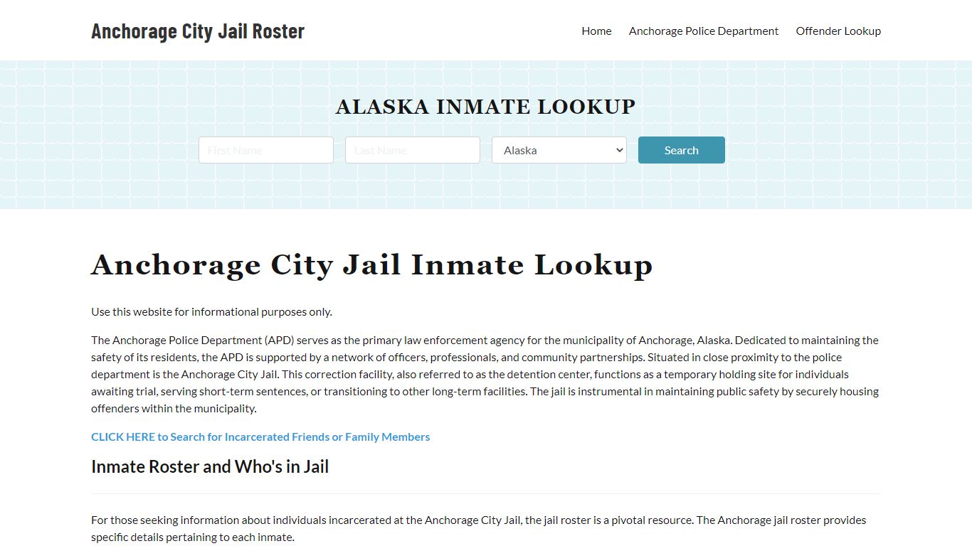 Anchorage City Jail, AK Inmate Search, Jail Roster, Bookings